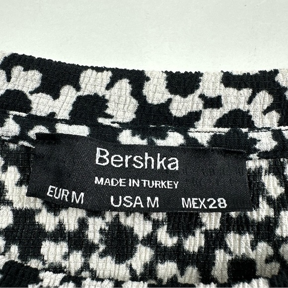 NWOT Bershka Floral Day Dress Juniors Medium 3/4 Sleeve Stretch Elastic Mini - Picture 5 of 11